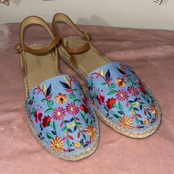 Talbots Izzy d'Orsay Embroidered Espadrille Sandals size 9.5 - Picture 3 of 9